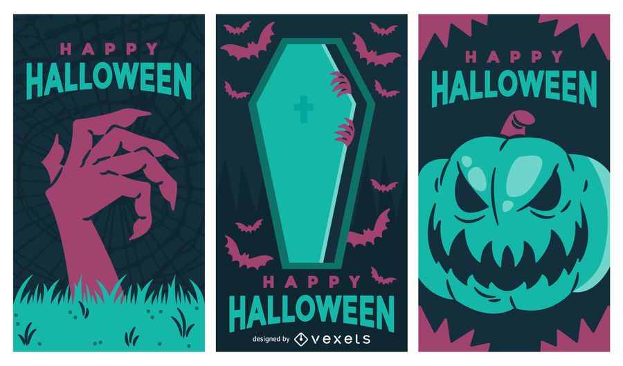 Conjunto de pancartas fantasmagóricas de Halloween Conjunto de pancartas fantasmagóricas de Halloween