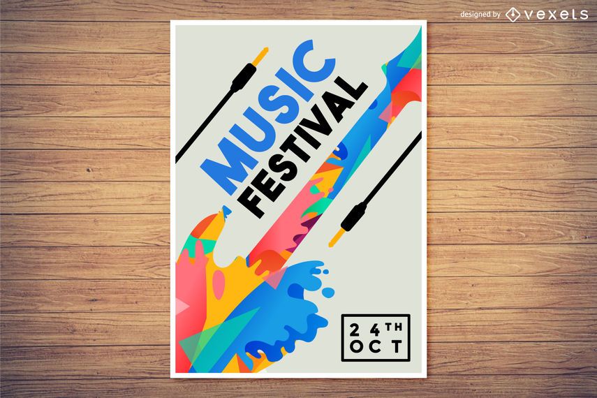 Design de cartaz do Festival de música colorida Design de cartaz do Festival de música colorida