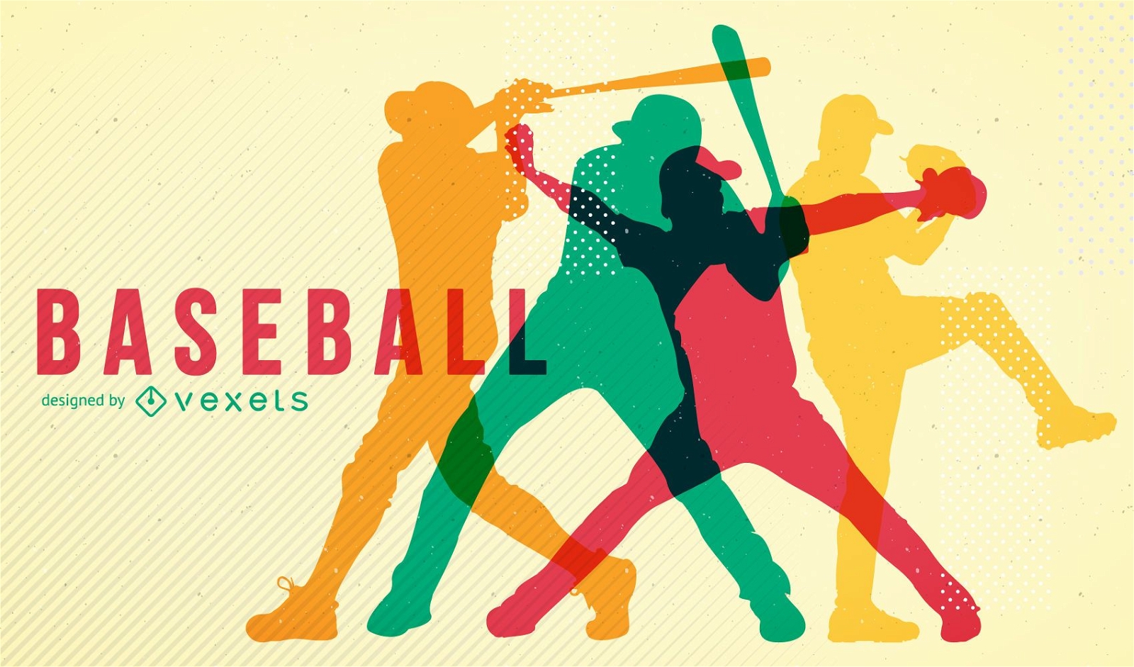 Ilustração de silhuetas de beisebol