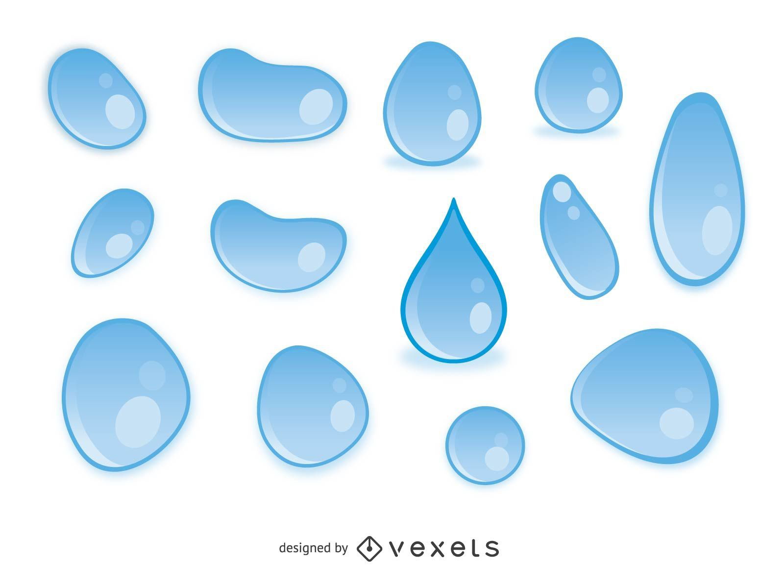 Blue Water Drops Collection Vector Download