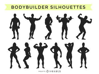 Coleção de silhueta de fisiculturista
