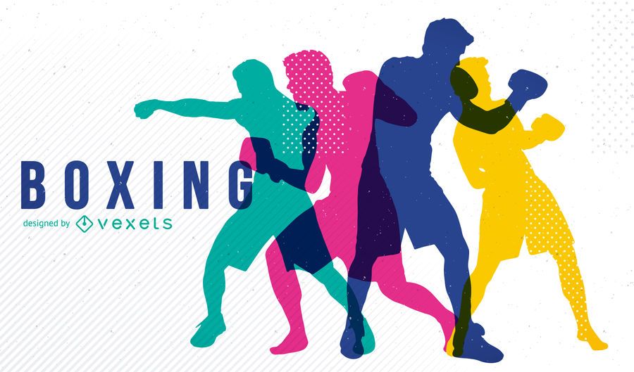 Boxing design with silhouettes Boxing design with silhouettes