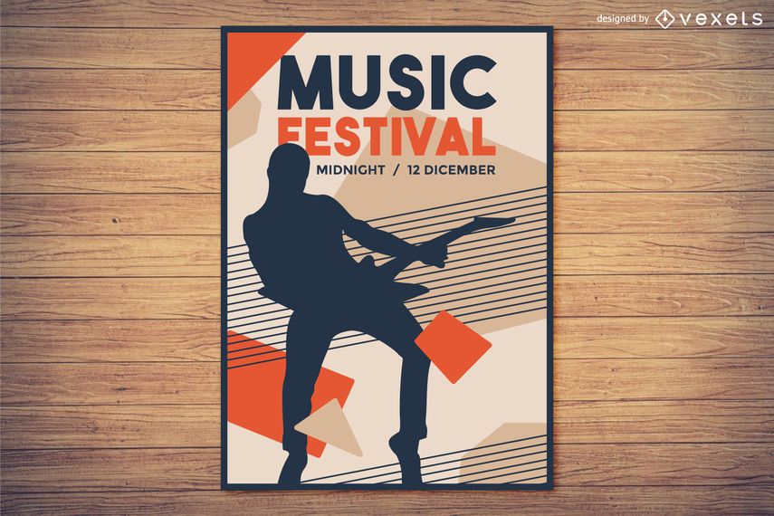 Design de cartaz do Festival de música com silhueta Design de cartaz do Festival de música com silhueta
