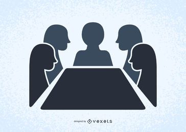 Pessoas em uma reunião ilustraram silhuetas