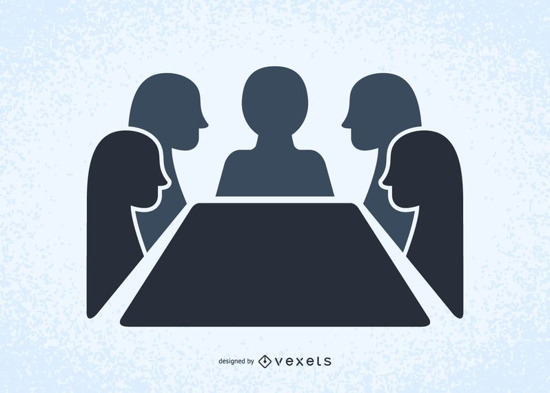 People in a meeting illustrated silhouettes People in a meeting illustrated silhouettes