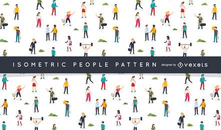 Diseño isométrico de patrón de personas Diseño isométrico de patrón de personas