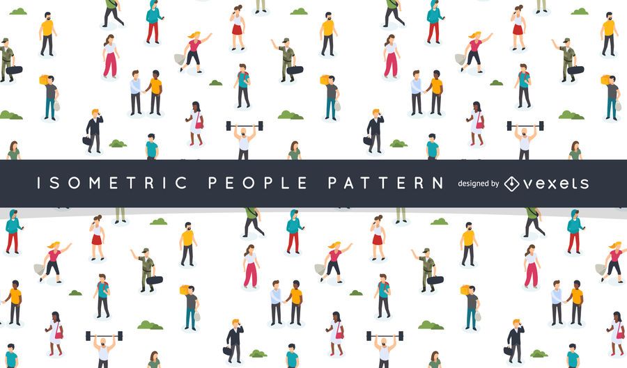 Isometric people pattern design Isometric people pattern design