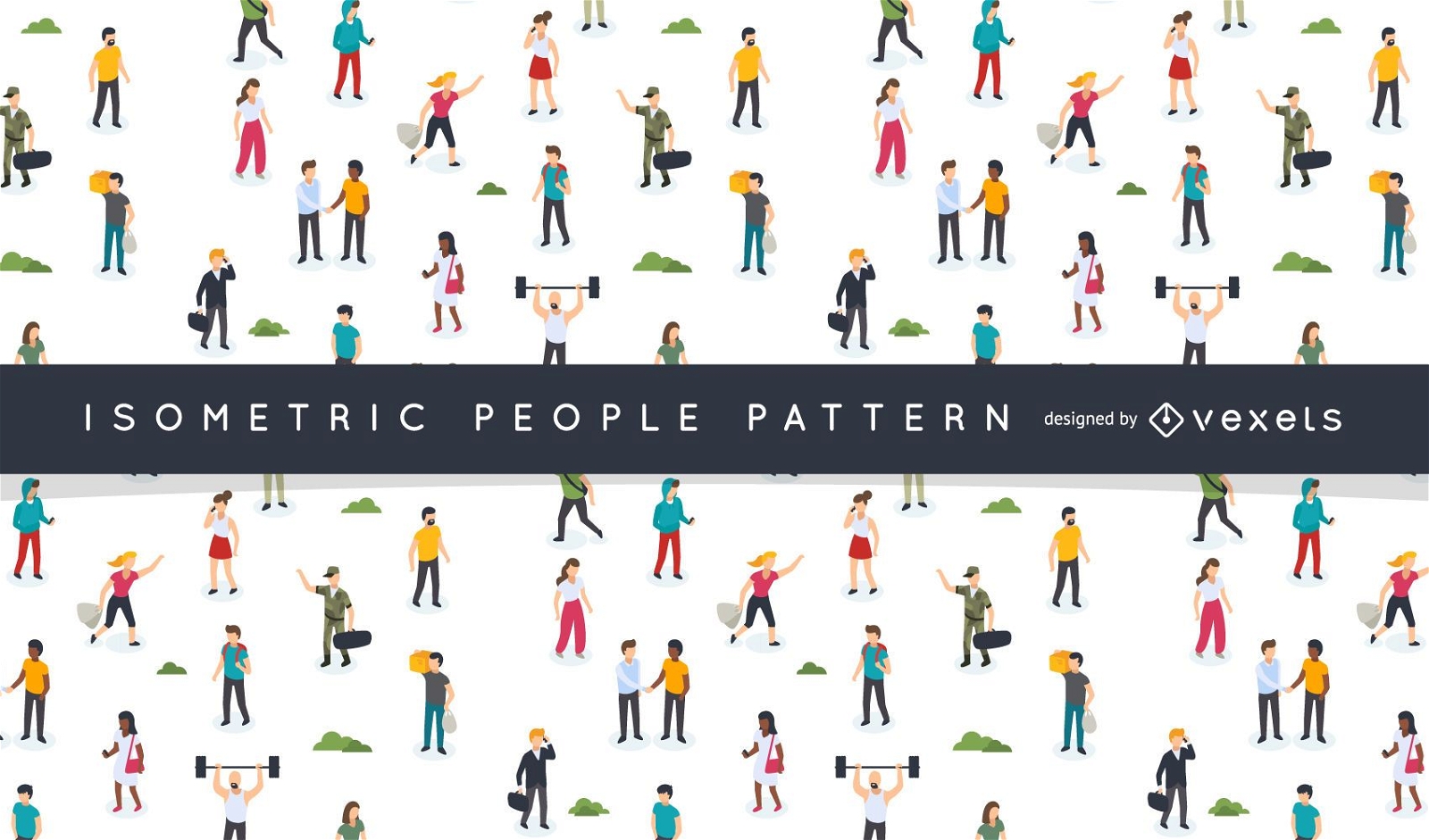 Diseño de patrón de personas isométricas