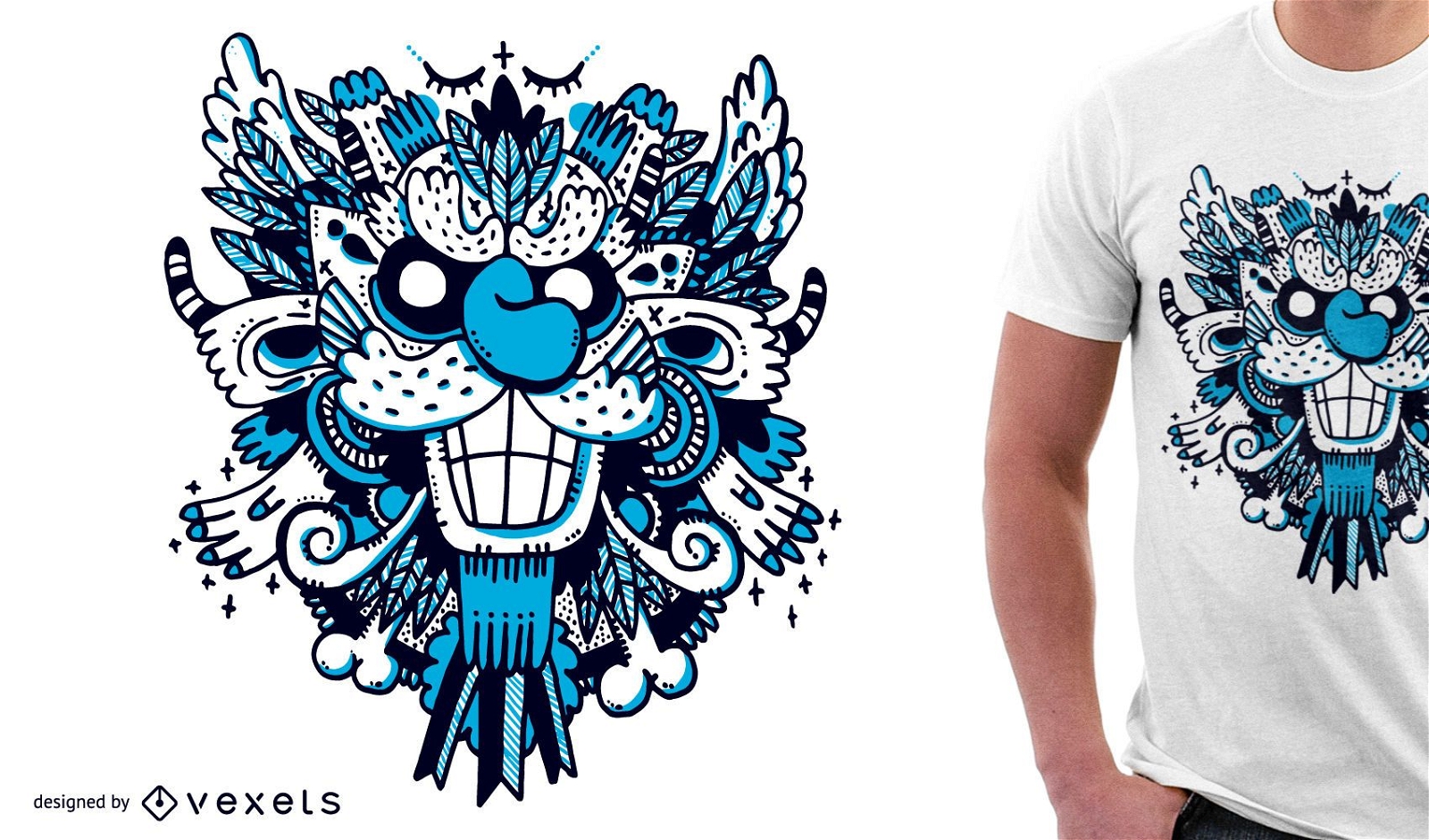 Blaues Monster-T-Shirt Design
