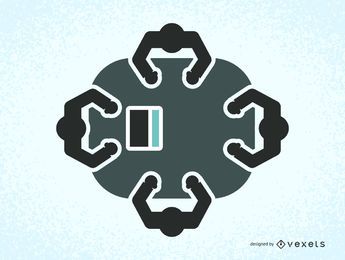 Business people in a meeting silhouette 