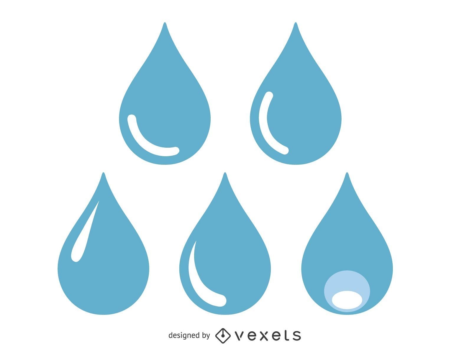 Blue water drops illustration set