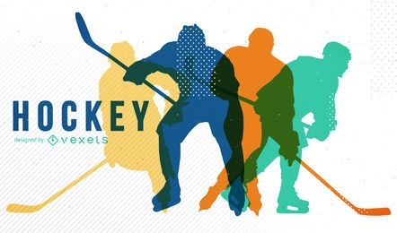 Diseño de hockey con siluetas