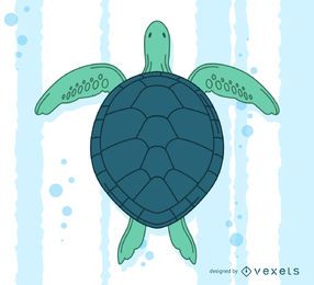 Dibujado a mano ilustración de tortuga nadando