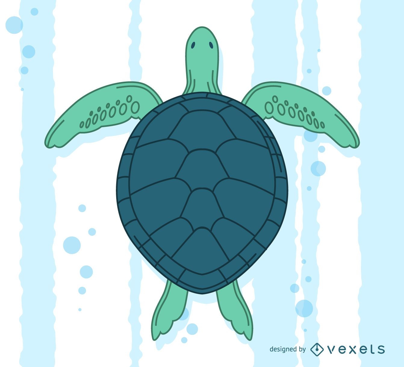 Hand drawn turtle swimming illustration
