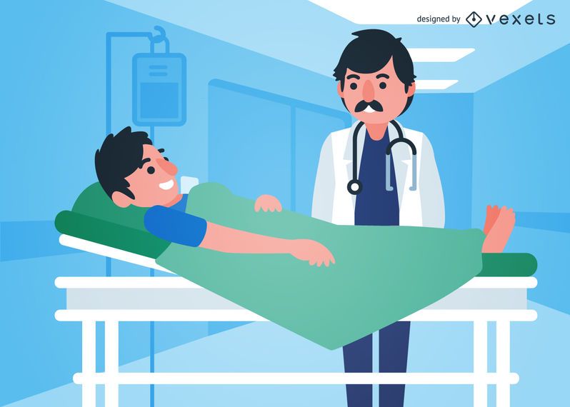Illustrated doctor helping a kid Illustrated doctor helping a kid