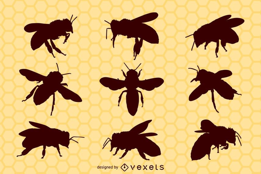 Download Bee Insect Silhouette Pack - Vector Download