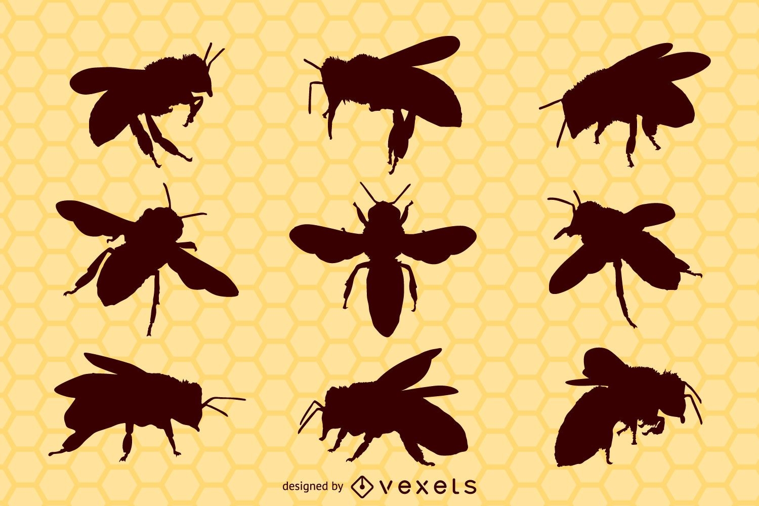 Bee insect silhouette pack