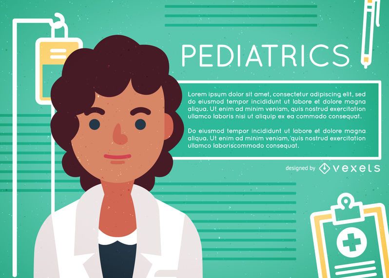 Female doctor flat illustration poster Female doctor flat illustration poster