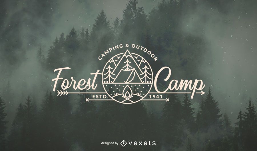 Plantilla de logotipo de bosque de camping Plantilla de logotipo de bosque de camping