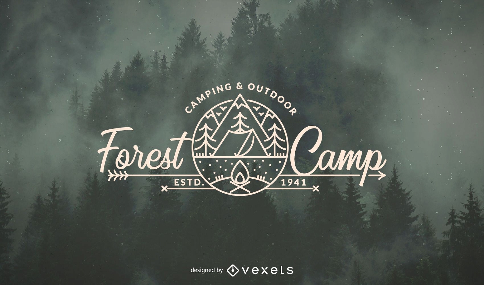 Plantilla de logotipo de bosque de camping