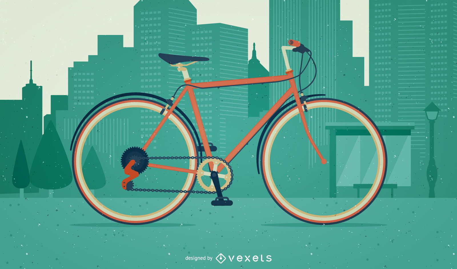 Bicycle illustration on a city