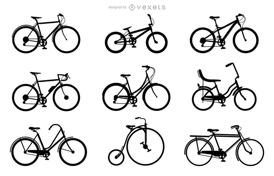 Set of bicycle silhouettes Set of bicycle silhouettes