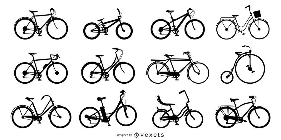 Set of bicycle silhouettes Set of bicycle silhouettes