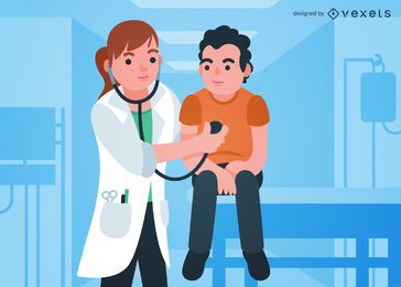 Doctor attending patient illustration Doctor attending patient illustration