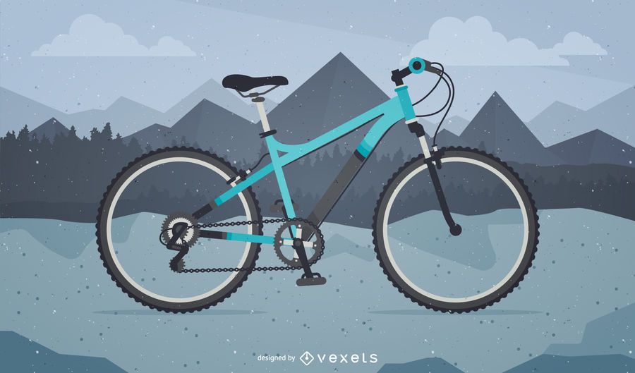 Bicycle illustration on mountains Bicycle illustration on mountains