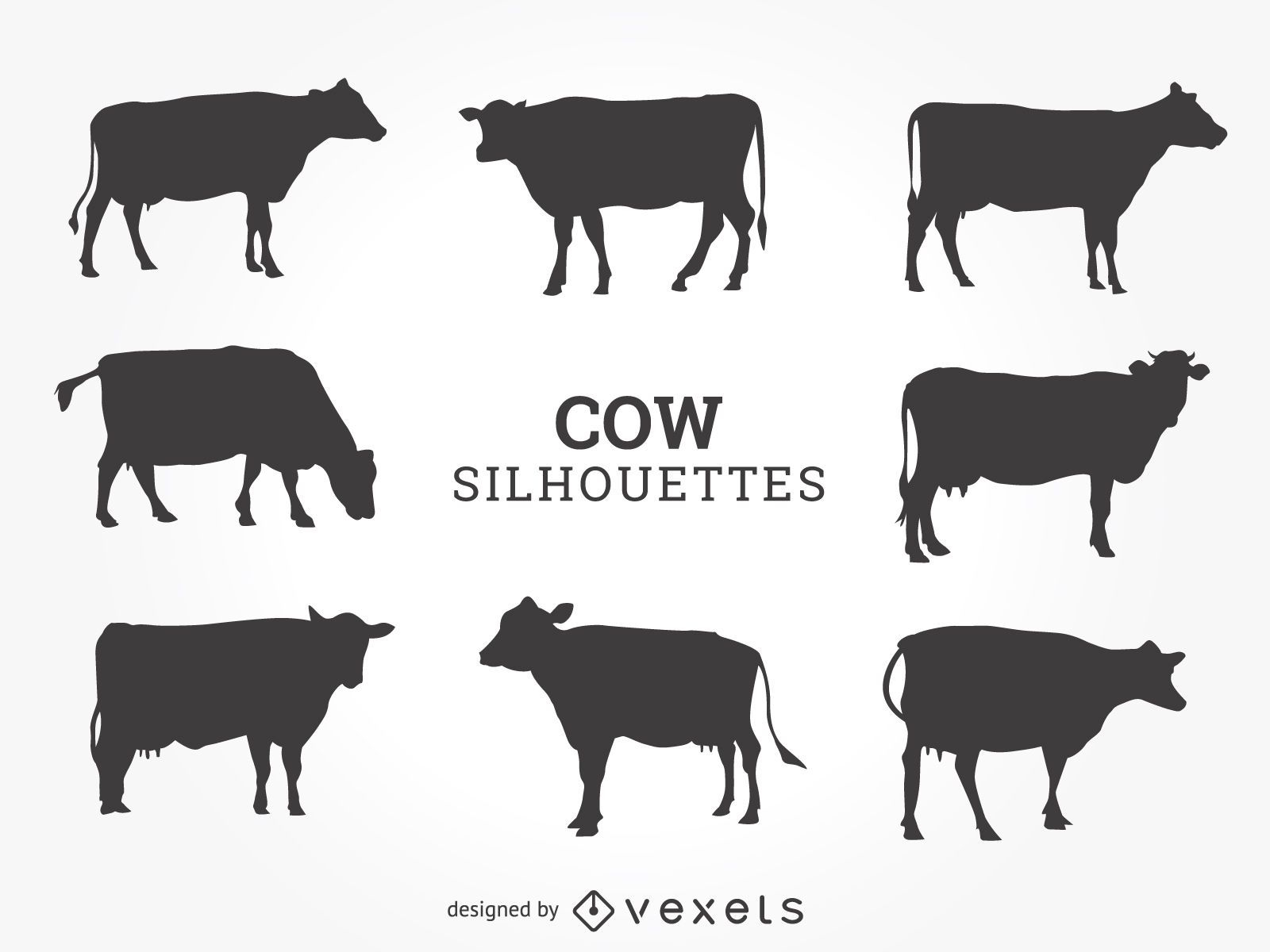 Cow silhouettes set