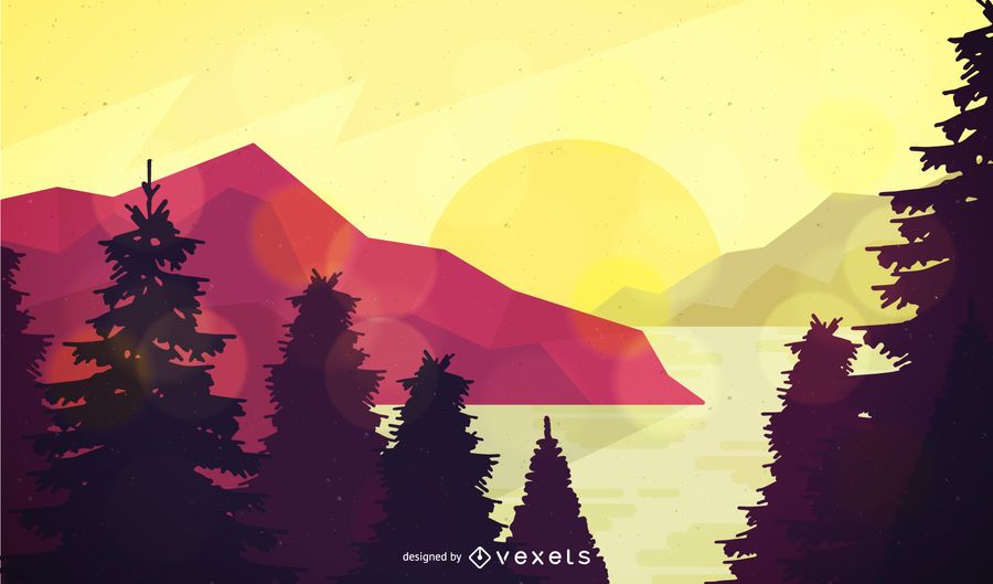 Ilustración de paisaje de bosque plano Ilustración de paisaje de bosque plano