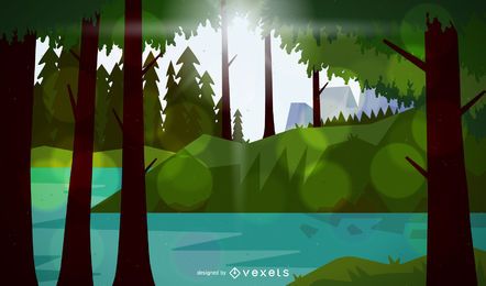 Ilustración de un paisaje forestal