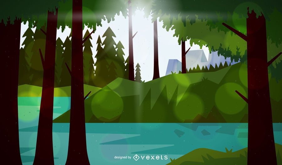Ilustração, de, um, floresta, paisagem Ilustração, de, um, floresta, paisagem