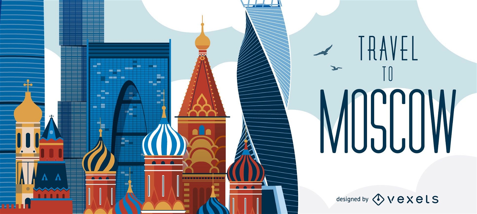 Reisen Sie zur Skyline von Moskau