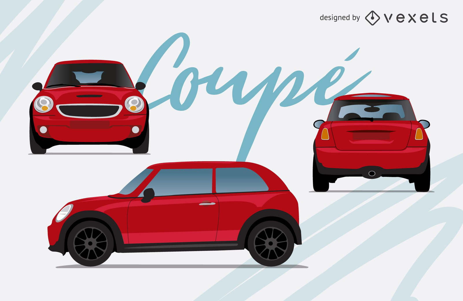 Conjunto de ilustración de coche rojo