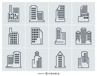 Collection of city building illustrations Collection of city building illustrations