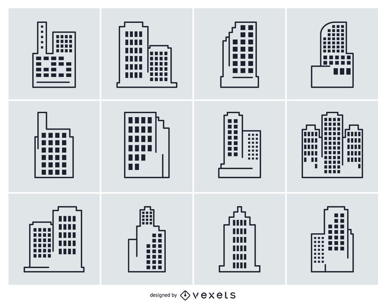 Coleção de ilustrações de construção de cidades