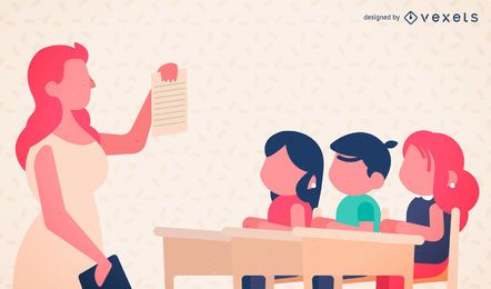 Teacher and school kids illustration Teacher and school kids illustration