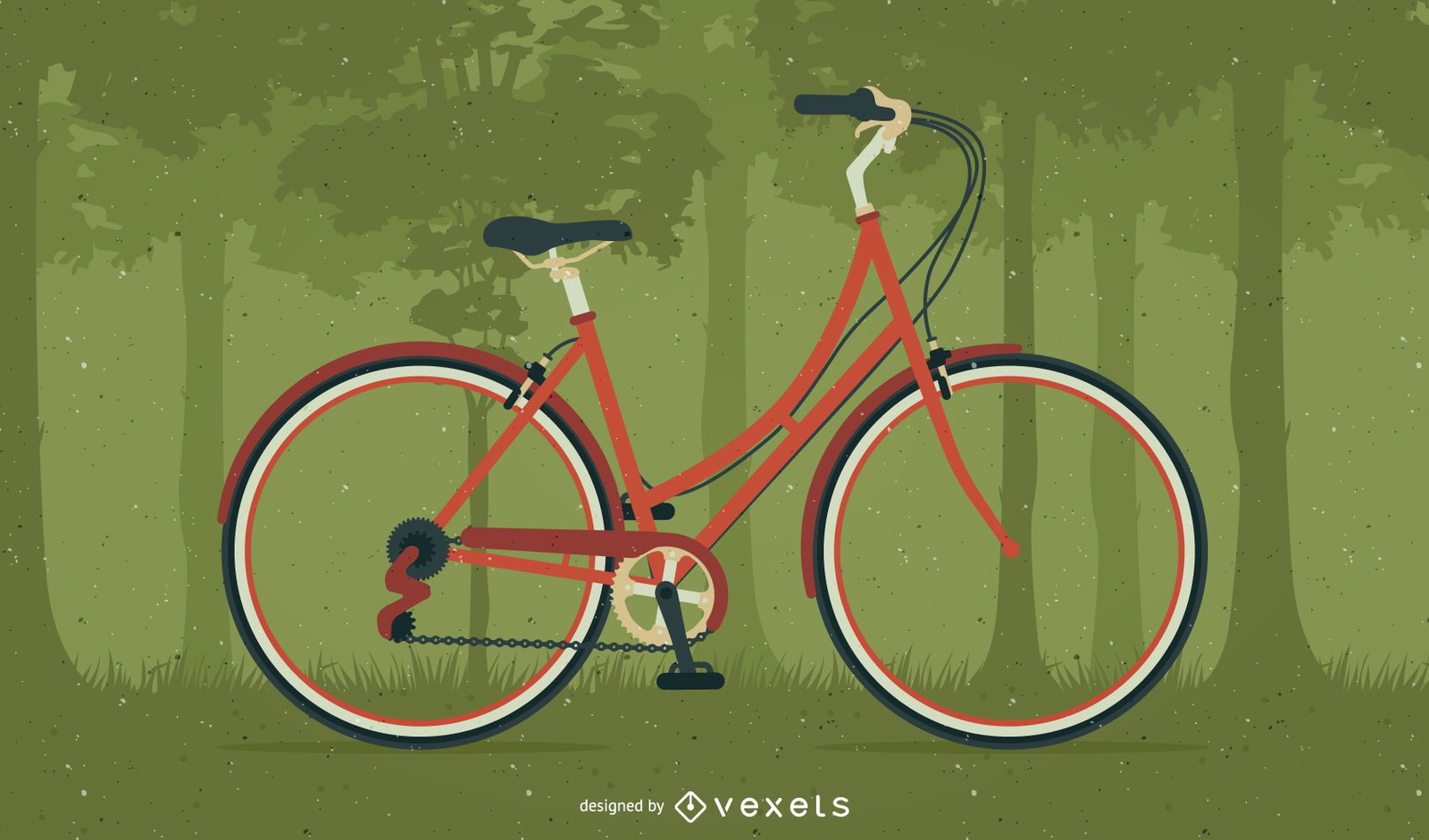 Bicycle illustration on a forest