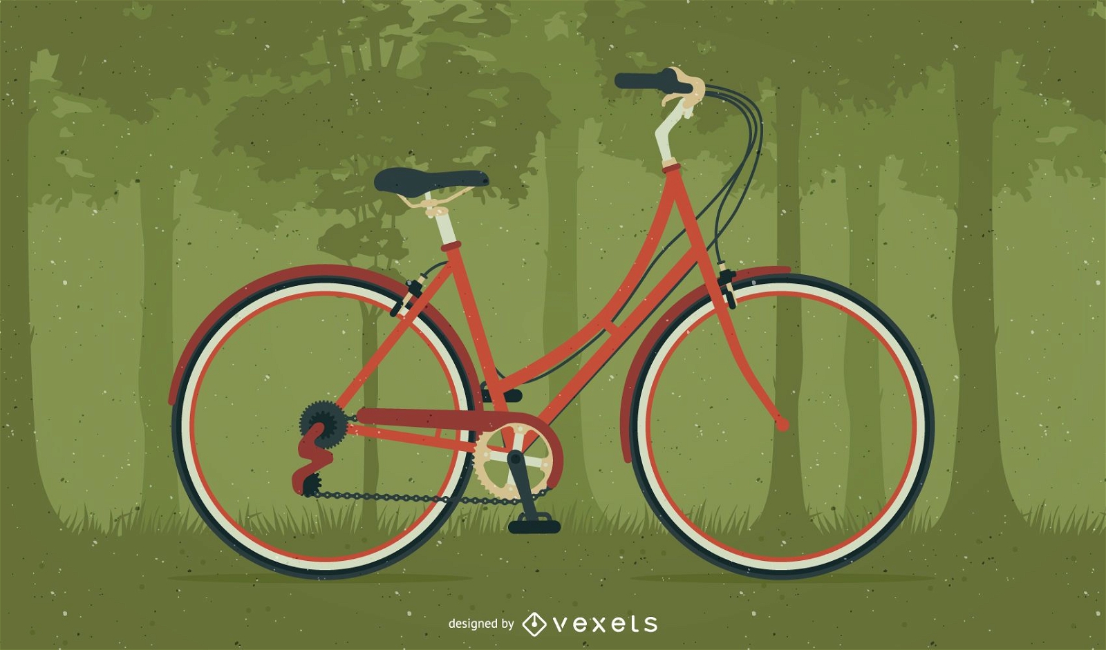 Ilustra??o de bicicleta em uma floresta
