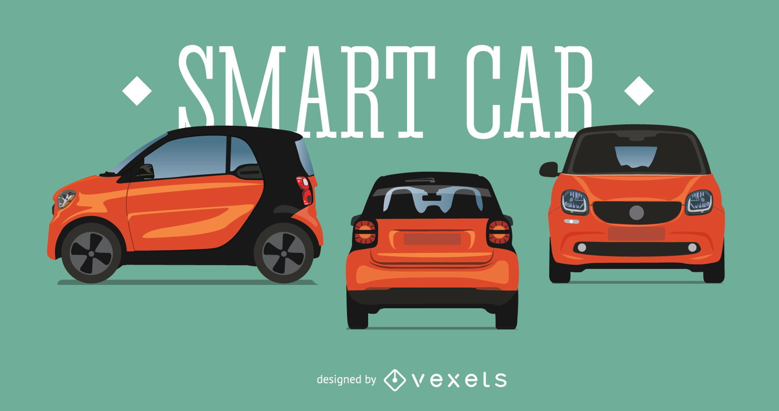 Smart car illustration set