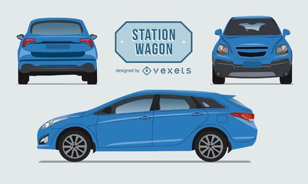 Station Wagon car illustration set Station Wagon car illustration set