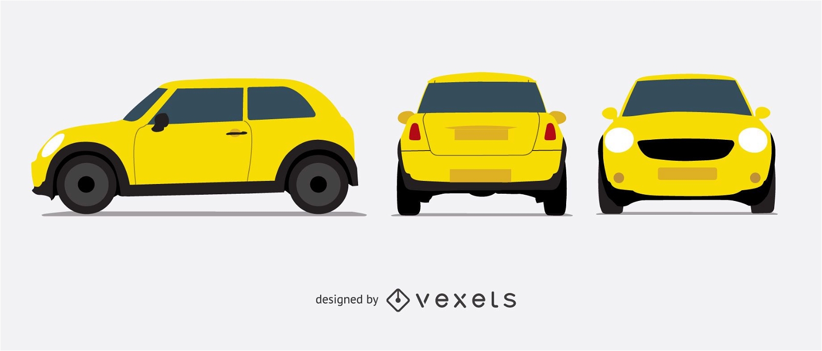 Conjunto de ilustración de coche amarillo