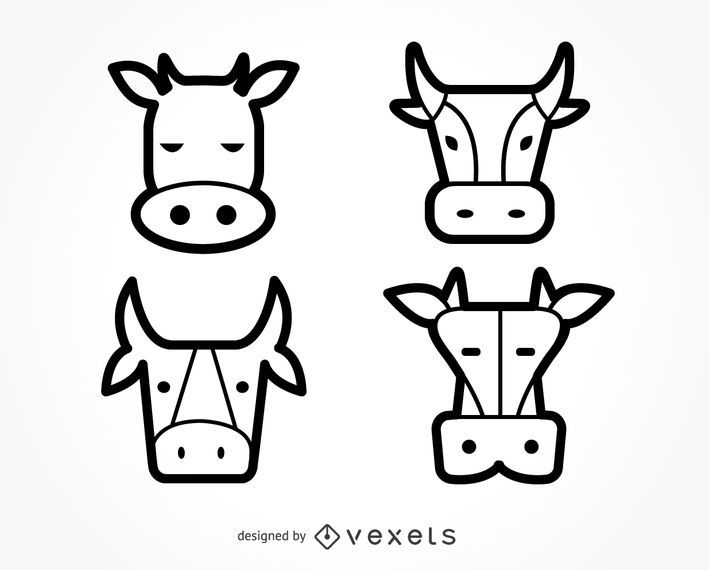 Cow icon illustration set Cow icon illustration set
