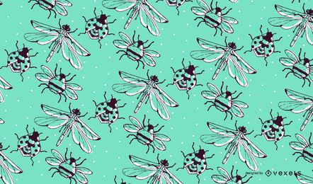 Hand drawn insect pattern