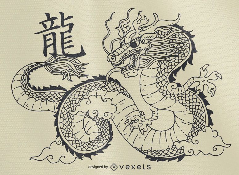 Dragón chino ilustración esquema Dragón chino ilustración esquema