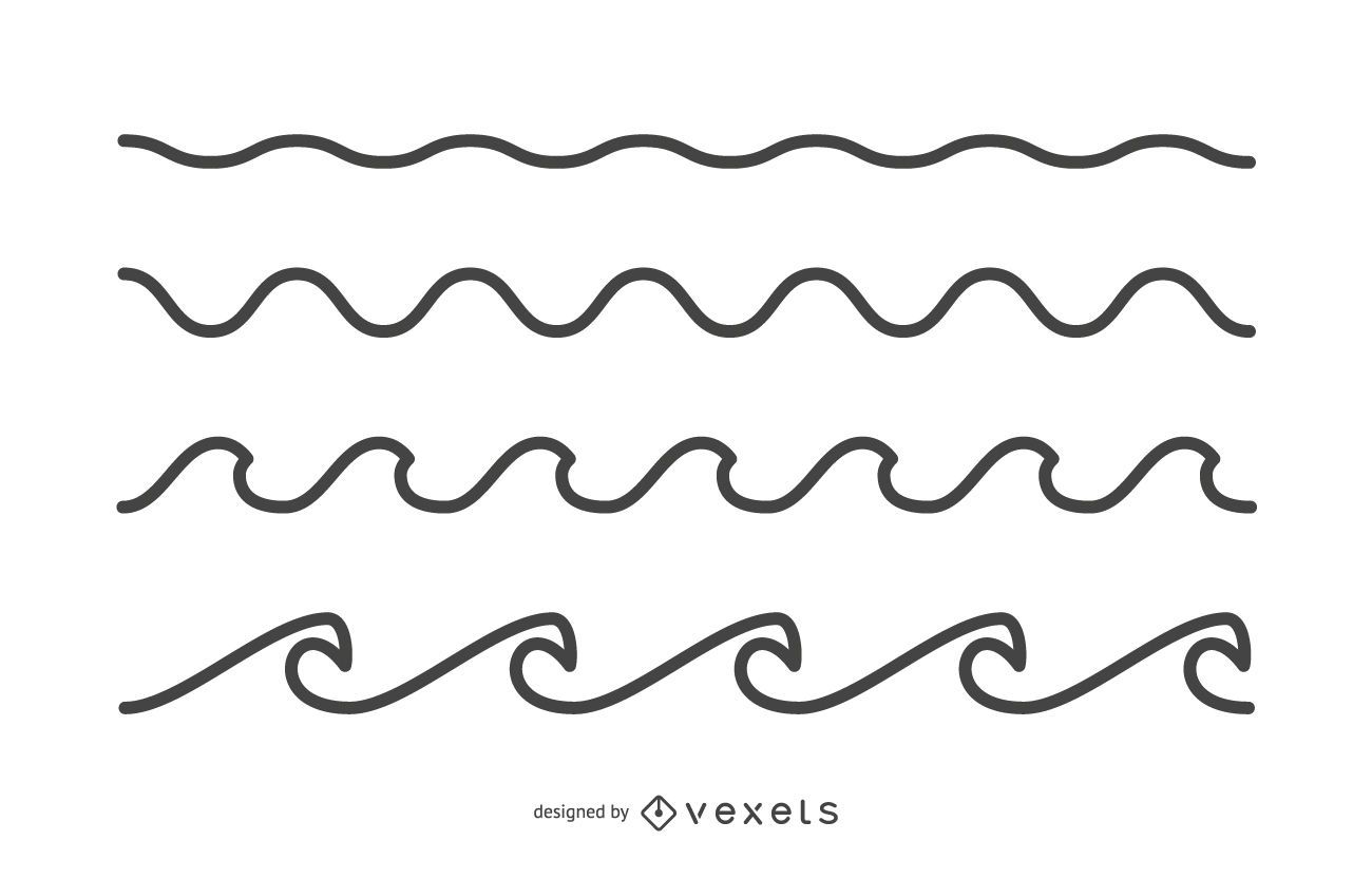 Conjunto de ilustraciones de olas