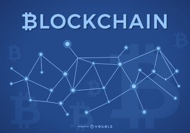 Blockchain design with Bitcoin logo Blockchain design with Bitcoin logo