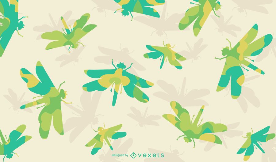 Floral dragonfly silhouette pattern Floral dragonfly silhouette pattern