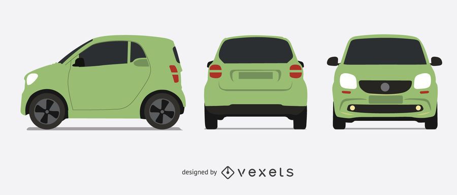 Smart car isolated illustration set Smart car isolated illustration set
